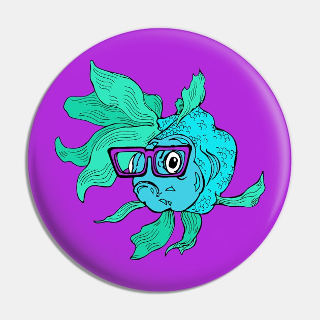 Hipster Blue-Fish Pin by artfulfreddy