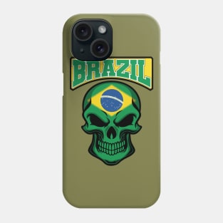 BRAZIL FLAG IN A SKULL EMBLEM Phone Case