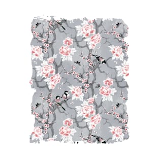 Chinoiserie birds in grey T-Shirt