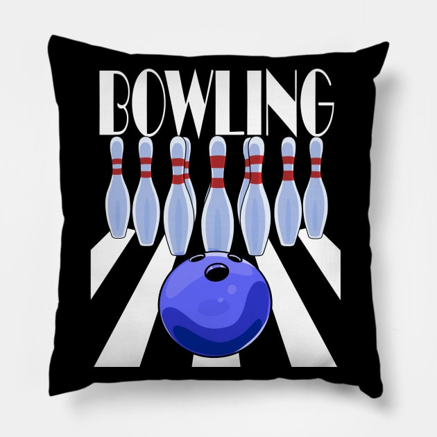 Bowling Ball Bowler Team Pins Pillow by Noseking