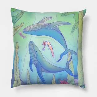 The Girl And The Whales Pillow
