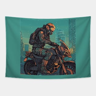 Cool biker futuristic cyber punk style Tapestry