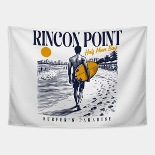 Vintage Surfing Rincon Point Half Moon Bay, California // Retro Surfer Sketch // Surfer's Paradise Tapestry