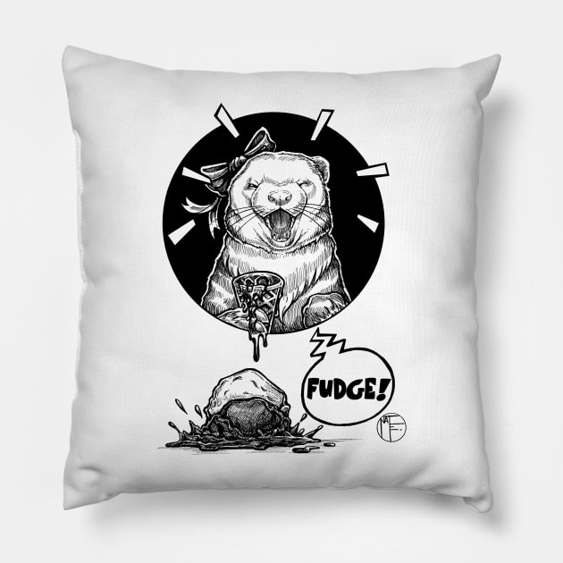 Ferret Ice Cream Cone - Fudge! Pillow by Nat Ewert Art