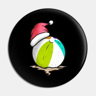 Beach Ball With Santa Hat Celebrating Christmas In July Pin