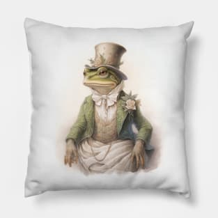 Storybook Illustration Frog Anthropomorphic Animals Portrait Pillow