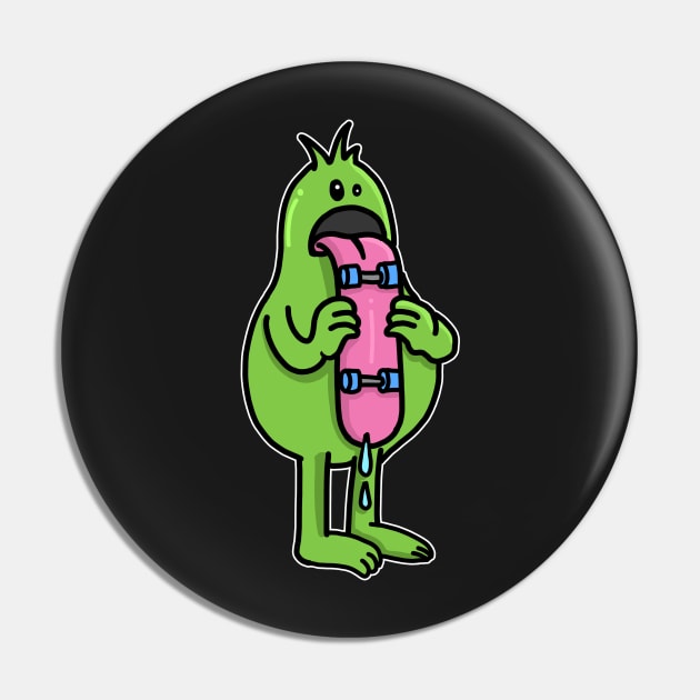 Skateboard Monster Big Tongue Skateboarding Gift Pin by Mesyo