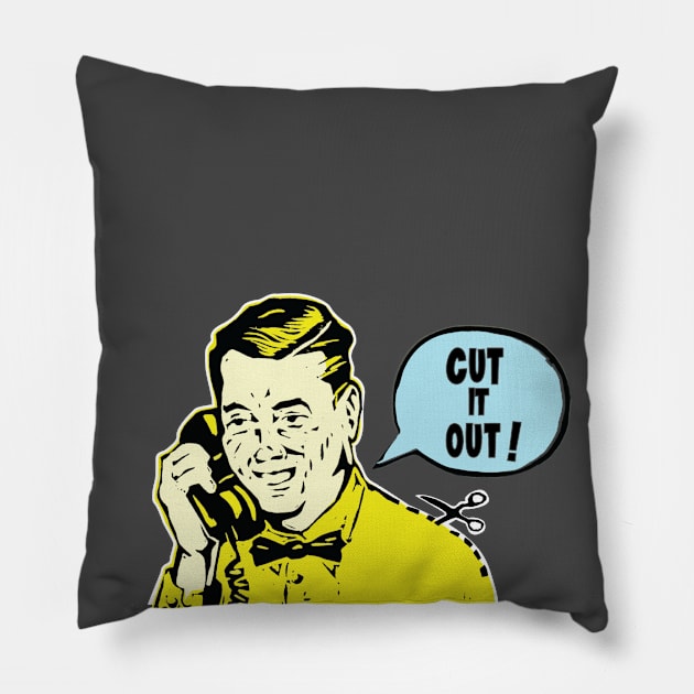 Retro Telephone Message - Cut it Out - Comic Book Fun Pillow by callingtomorrow