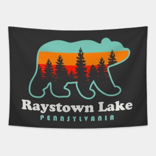 Raystown Lake Pennsylvania Camping Bear Retro Sunset Tapestry