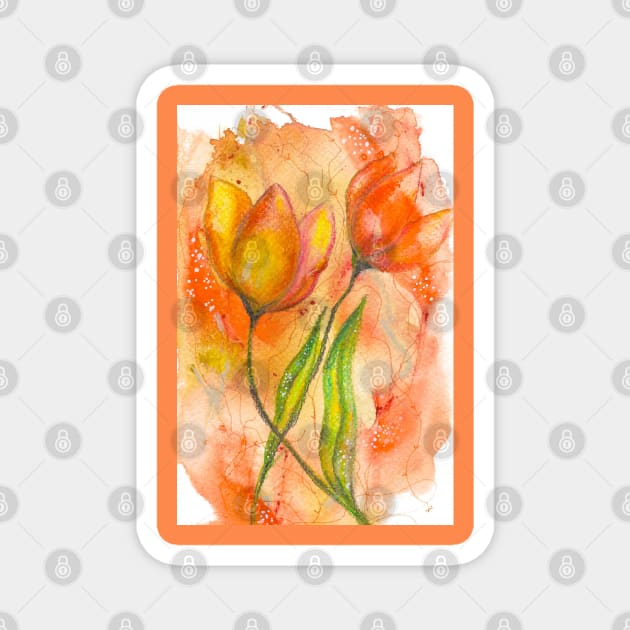 Orange Flower Abstract Magnet by Tstafford