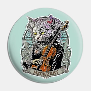 Meowzart Cat Violin Humor Pin