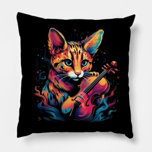 Serval Playing Violin Pillow