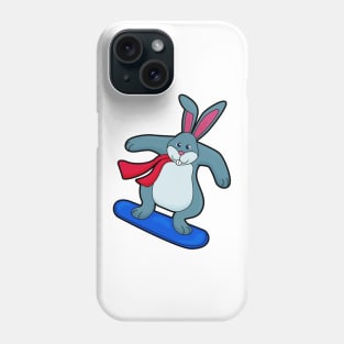 Rabbit as Snowboarder with Snowboard & Scarf Phone Case