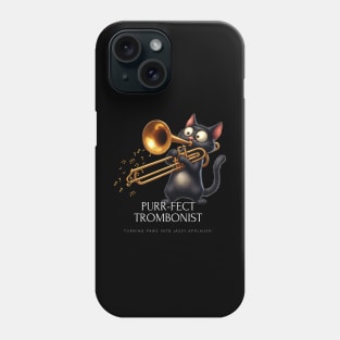 Funny Cat Playing Trombone Brass Musician Phone Case