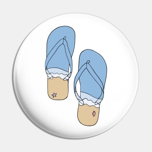 Beach Bum Ocean Waves Flip Flop Illustration Pin