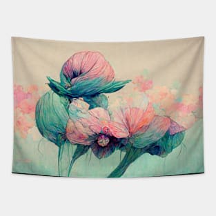 Flowers, surreal pastel colours in anime style Tapestry