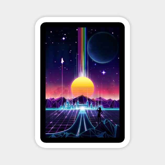 Neon Sunrise Magnet by forge22