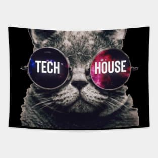 Tech House Rave Cat Tapestry