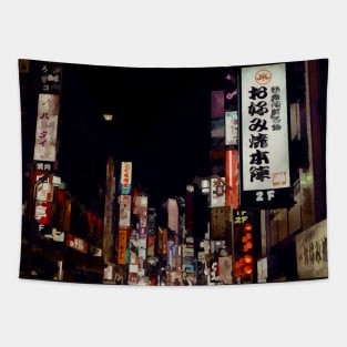 Tokyo Street Lights at Night Tapestry