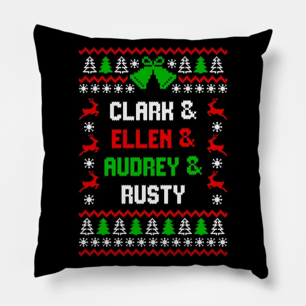 Christmas Vacation Clark Ellen Rusty Audrey Eddie Funny T-Shirt Pillow by Hobbybox