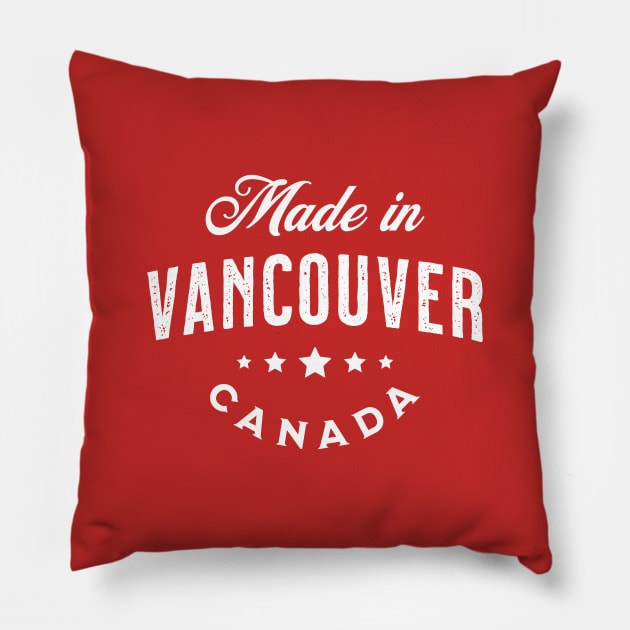 Made In Vancouver, Canada - Vintage Logo Red Pillow by VicEllisArt