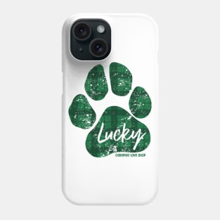 Lucky Paw Print, Green Plaid © GraphicLoveShop Phone Case