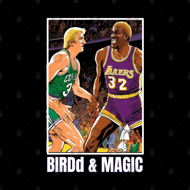 Larry Bird and Magic Johnson victor illustration design by Nasromaystro