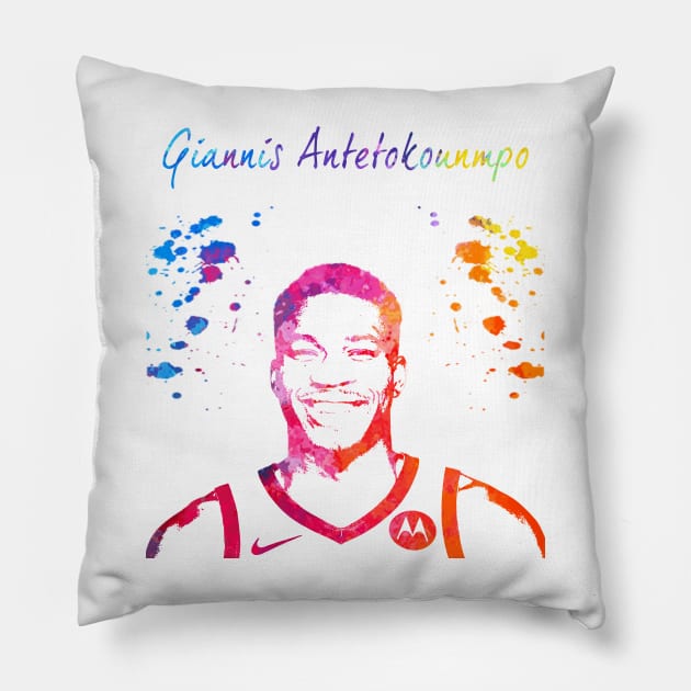 Giannis Antetokounmpo Pillow by Moreno Art