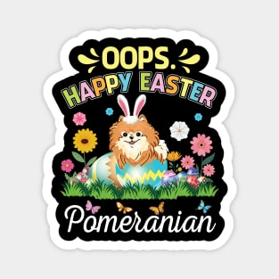 Pomeranian Dog Bunny Costume Play Flower Eggs Happy Easter Magnet