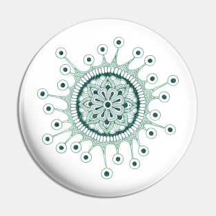 Virus Mandala (teal) Pin