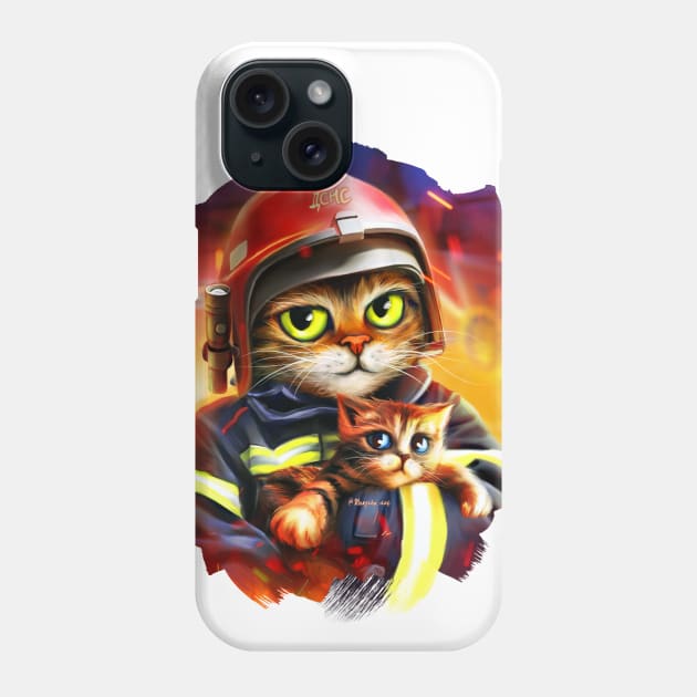 Cat firefighter Phone Case by Marysha_art