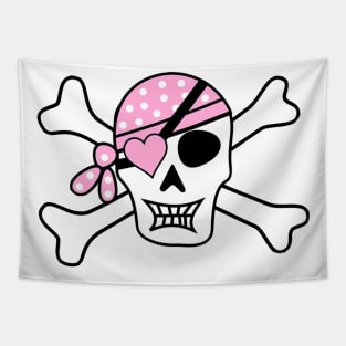 Pink Bandana Pirate Skull And Crossbones Black Jack Jolly Roger Tapestry