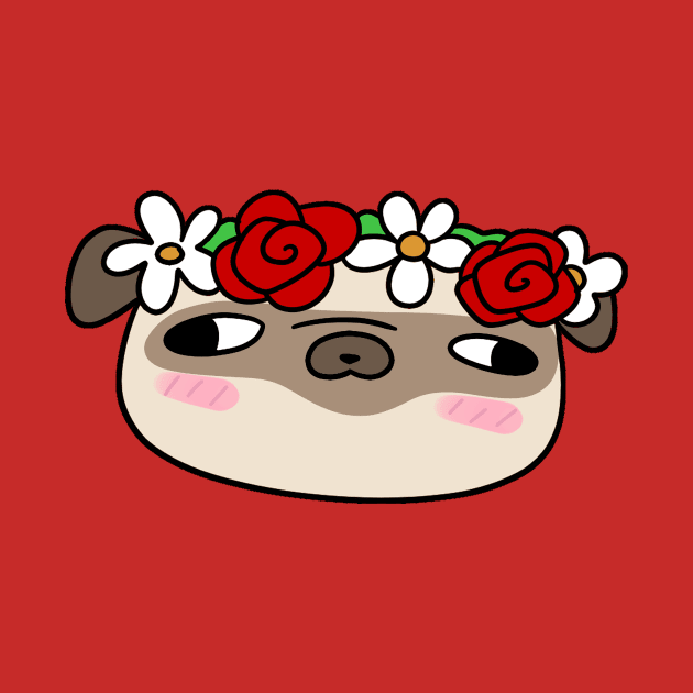 Flower Crown Pug by saradaboru