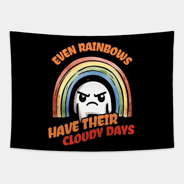 Even Rainbows have their Cloudy days Introverted Design Tapestry by DoodleDashDesigns