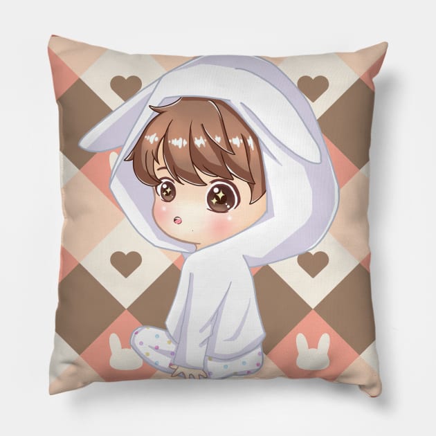 BTS KPOP JUNGKOOK CUTE CHIBI CHARACTER Pillow by moonquarius