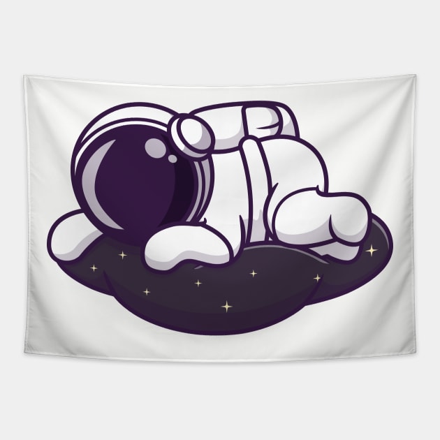 Cute Astronaut Sleeping On Space Cloud Tapestry by Catalyst Labs