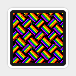 Rainbow Rought Stripes Thatched Magnet