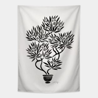 Black Bonsai Orange Tapestry