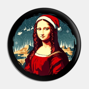 Mona Lisa Santa Hat Funny Christmas Art For Men Women Pin