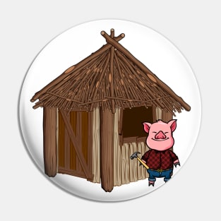 Three Pigs Stick House Lazy Halloween Costume Pin