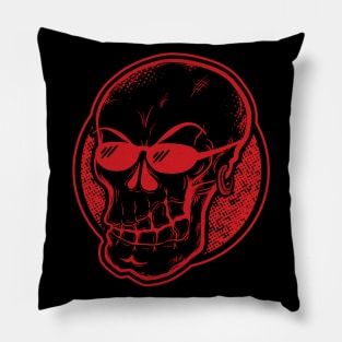 Cool skull with sunglasses (black & red) Pillow