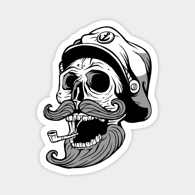 Laughing Skeleton Sea Captain Magnet by SLAG_Creative