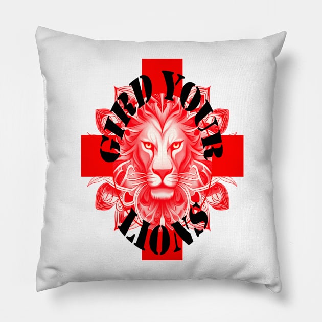 Gird Your Lions England Coach Fun Idiom Red Lion Pillow by taiche