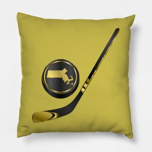 NHL - MA Blacl Gold Stick and Puck Pillow