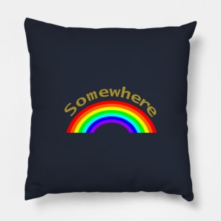 Small Rainbows Gold Somewhere Pillow