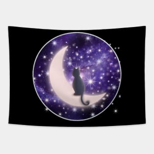 Cosmic Kitty Moon Tapestry