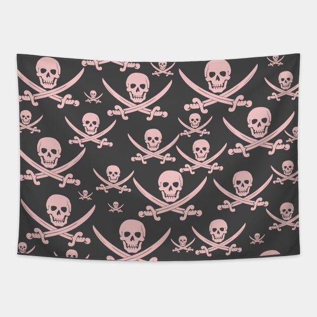Millennial Pink Pirate Pattern Tapestry by FandomTrading