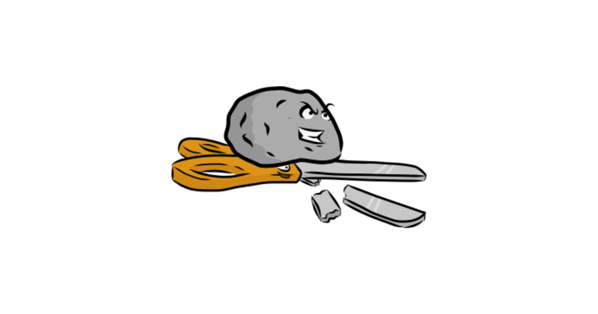 Rock beats Scissors Rock Sticker TeePublic