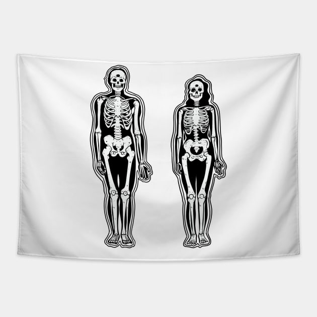 Man and woman skeleton xray halloween goth deisgn Tapestry by Juliet & Gin