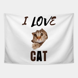 I Love Cat with Kitten Face & Eyes Tapestry